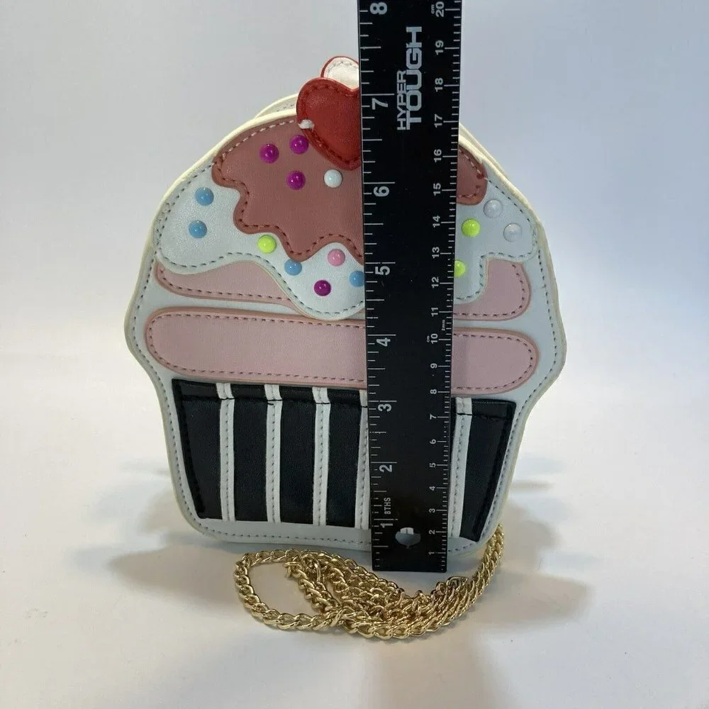 Hannah Banana Fun Cupcake Crossbody Pink Black White Gold‎ Chain Handbag …
